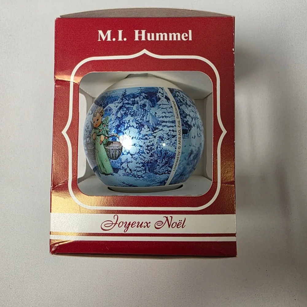 M.I. Hummel Glass Ornament 1992 Ars Edition Vintage In Box Christmas Angel‎